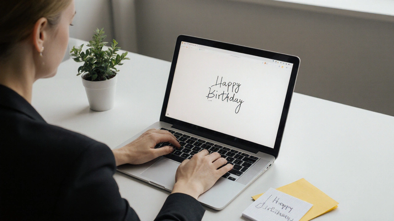 Коллега получает простое и искреннее поздравление с днём рождения на работе в 10 утра.